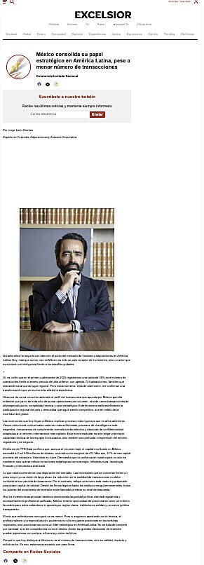 Mxico consolida su papel estratgico en Amrica Latina, pese a menor nmero de transacciones